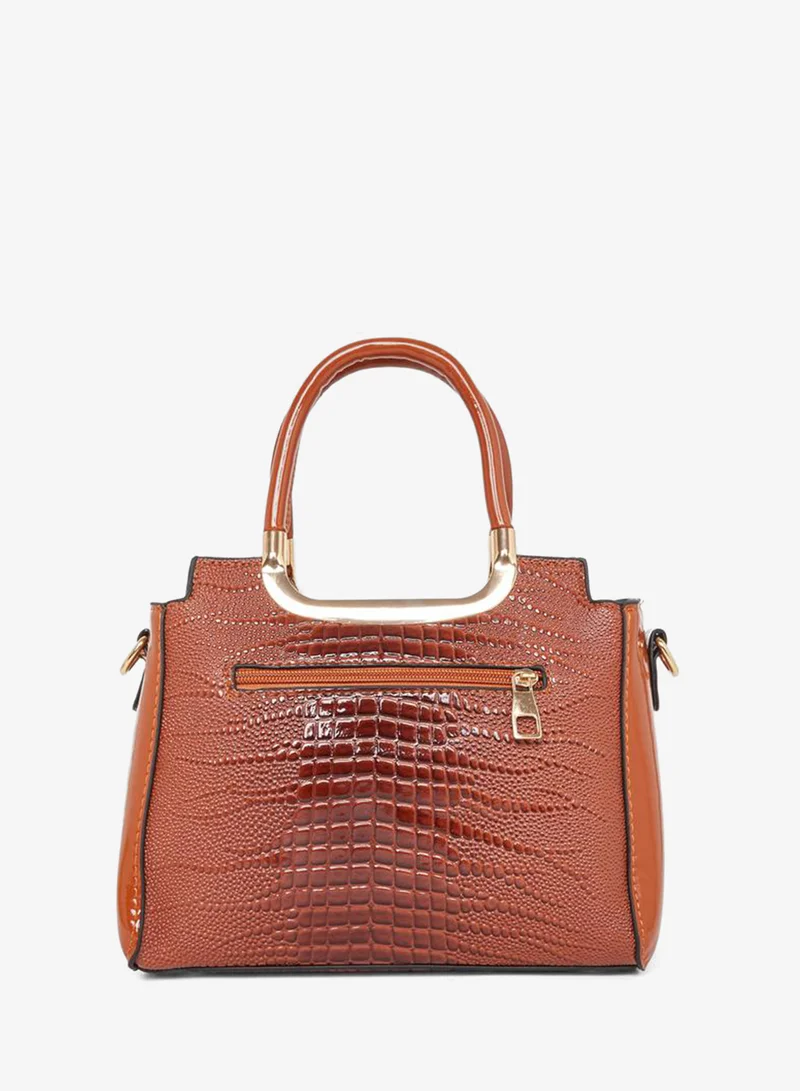 Styli Styli Croc Skin Dual Handles Handbag