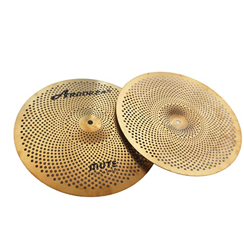 Arborea Low Volume Cymbal Pack 5 Piece Set 14"Hihats,16"Crash,18"Crash,20"Ride Quiet Cymbal Plus Bag Golden Mute Drum Practice Cymbal - Image 4