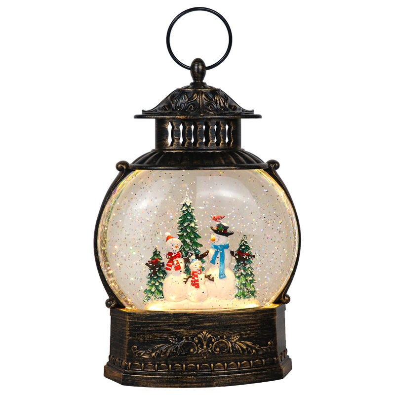 فانوس كرة الثلج المغني من DRomance لعيد الميلاد يعمل بالبطارية ومزود بالطاقة عبر USB مع أضواء متلألئة وموسيقى وزينة عيد الميلاد للنساء والأطفال، رجل الثلج 6 × 32 × 11 بوصة