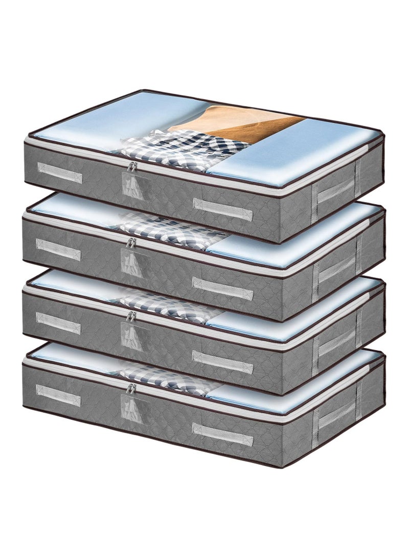 4 عبوات من أكياس تخزين تحت السرير مع أغطية من wsryx، صناديق تخزين كبيرة قابلة للطي تحت السرير مع سحابات، حاوية تنظيم لحاف الملابس مع... - Image 1