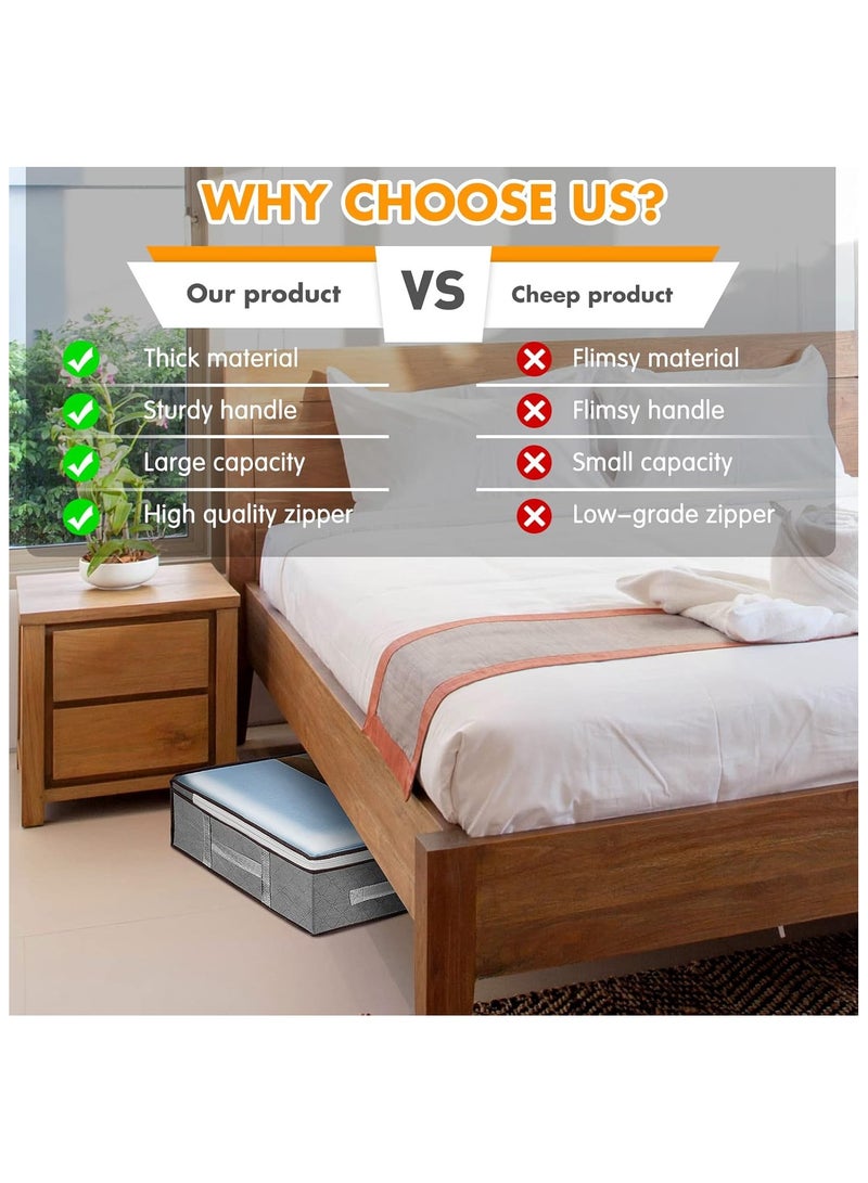 4 عبوات من أكياس تخزين تحت السرير مع أغطية من wsryx، صناديق تخزين كبيرة قابلة للطي تحت السرير مع سحابات، حاوية تنظيم لحاف الملابس مع... - Image 4