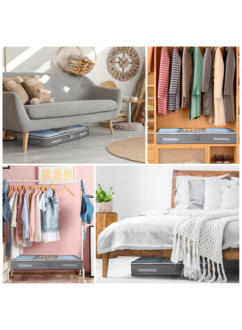 4 عبوات من أكياس تخزين تحت السرير مع أغطية من wsryx، صناديق تخزين كبيرة قابلة للطي تحت السرير مع سحابات، حاوية تنظيم لحاف الملابس مع... - Image 2