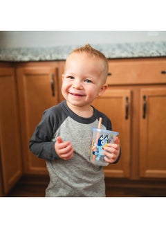 the FIRST years The First Years Bluey Take & Toss Toddler Straw Cups - Spill Proof Toddler Sippy Cups with Snap On Lids and Straws - Bluey Gifts and Bluey Party Supplies - 10 Oz - 10 Count  - Image 2