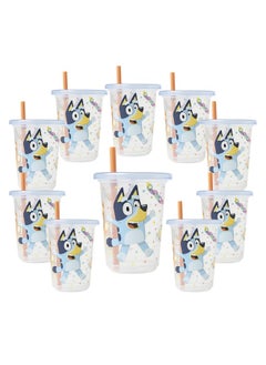 the FIRST years The First Years Bluey Take & Toss Toddler Straw Cups - Spill Proof Toddler Sippy Cups with Snap On Lids and Straws - Bluey Gifts and Bluey Party Supplies - 10 Oz - 10 Count  - Image 1