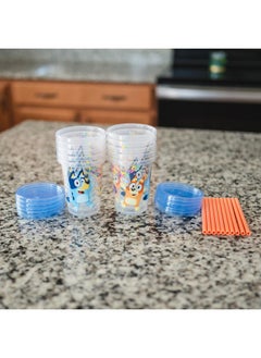 the FIRST years The First Years Bluey Take & Toss Toddler Straw Cups - Spill Proof Toddler Sippy Cups with Snap On Lids and Straws - Bluey Gifts and Bluey Party Supplies - 10 Oz - 10 Count  - Image 5