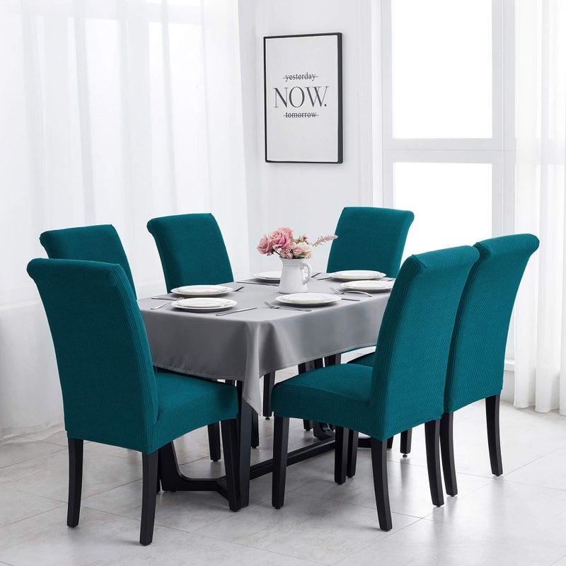 Joccun Chair Covers For Dining Room Set Of 4 Dining Chair Slipcovers Stretch Dining Room Chair Covers Seat Protector Washable Parsons Chair Cover For Home Banquet(Peacock Blue 4 Pack) - Image 5