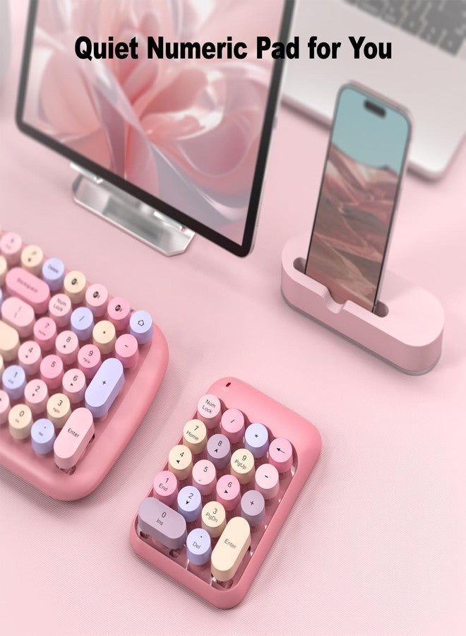 MOFII Wireless Number Pads - Pink Numeric Keypad 18 Keys USB 2.4G Round Keycap Colorful Extensions Keypads, Financial Accounting Portable Numpad 10 Key for Laptop/PC/Notebook/Surface Pro - Image 4