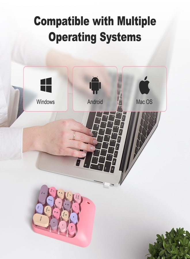 MOFII Wireless Number Pads - Pink Numeric Keypad 18 Keys USB 2.4G Round Keycap Colorful Extensions Keypads, Financial Accounting Portable Numpad 10 Key for Laptop/PC/Notebook/Surface Pro - Image 3