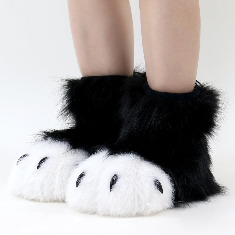 hbbhml Furry Faux Fur Shoes Animal Cat Fox Fursuit Feet Paw Slippers Plush Fluffy Warm Claw Boots Costume Accessories - Image 3