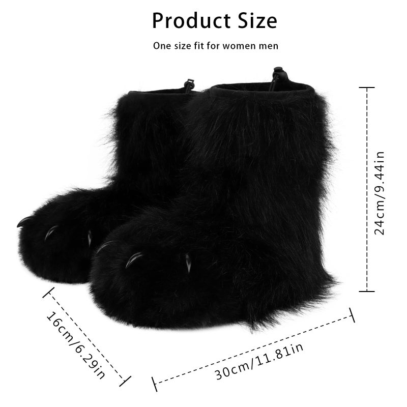 hbbhml Furry Faux Fur Shoes Animal Cat Fox Fursuit Feet Paw Slippers Plush Fluffy Warm Claw Boots Costume Accessories - Image 4
