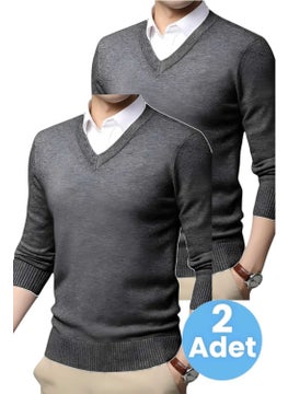 2-Pack Men's V Neck Long Sleeve Knitwear Non-Pilling Sweater Men's Slim Fit Sweater - pzsku/ZA073DE31C15F27C37832Z/45/_/1735049350/000fccb8-62e6-4ec6-bd9f-353df710e0d7