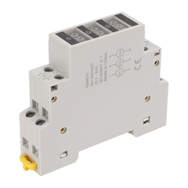 AC Voltage Meter 80-500V 1% High Accuracy Digital Voltmeter - ABS Material DIN Rail Mount for Machine Automation Equipment Control - Image 1