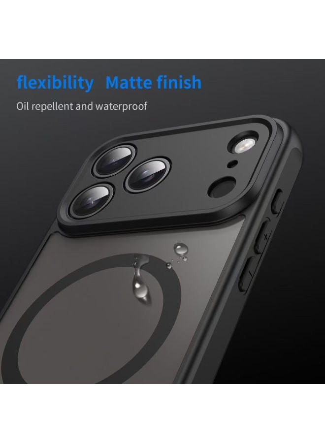 Kelleia Iphone 17 Pro Case, Apple 17 Pro Protective Cover, Magnetic Wireless Charging Frosted Anti-drop Soft Edge Case, Black - Image 5