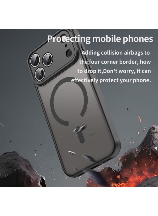 Kelleia Iphone 17 Pro Case, Apple 17 Pro Protective Cover, Magnetic Wireless Charging Frosted Anti-drop Soft Edge Case, Black - Image 3