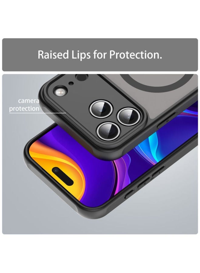 Kelleia Iphone 17 Pro Case, Apple 17 Pro Protective Cover, Magnetic Wireless Charging Frosted Anti-drop Soft Edge Case, Black - Image 4