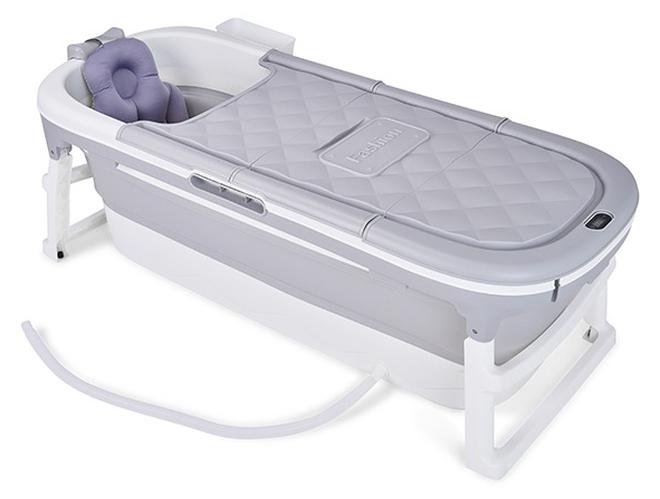 LIMRA Jumbo Portable Bathtub With Thermometer And Sponge Pillow Grey - Image 1