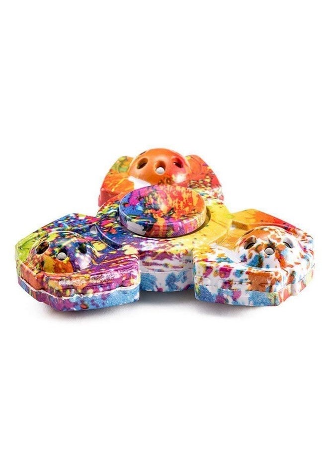 Premsons - Premsons® Hand Spinner Desk Toy - High Speed Smooth Finger Spin Sensory Fidget Stress Relief Game Play for Kids & Adults - Birthday Party Gift - Combo - Rainbow Splash Triangular Head + Grey Football - Image 1
