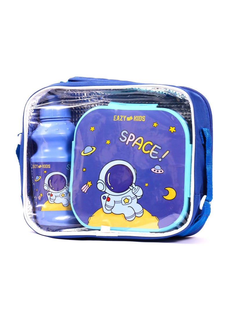 Eazy Kids Eazy Kids Lunch Box and Water Bottle With Bag-Space Blue  - Image 1