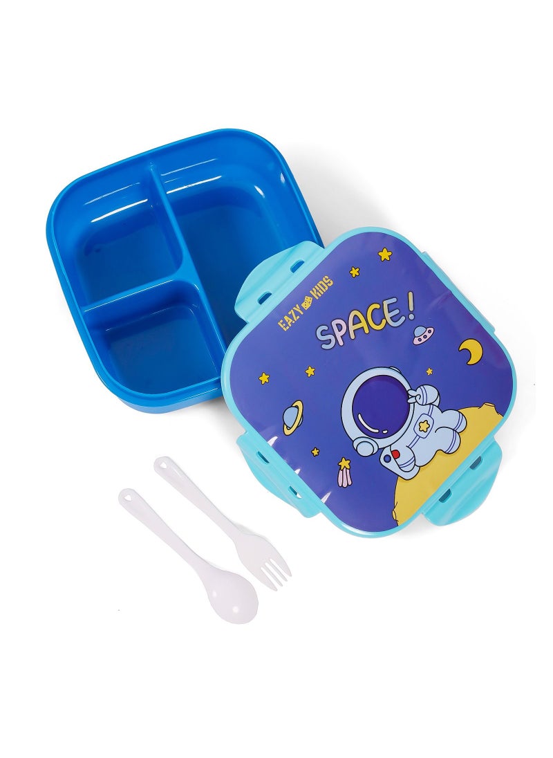 Eazy Kids Lunch Box and Water Bottle With Bag-Space Blue