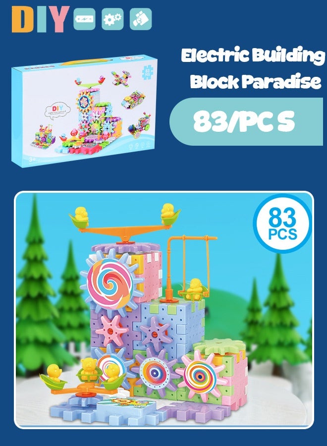 Variety of electric building blocks park gear rotating toy puzzle large particle puzzle set boys and girls 3-6 years old assembly - Image 1
