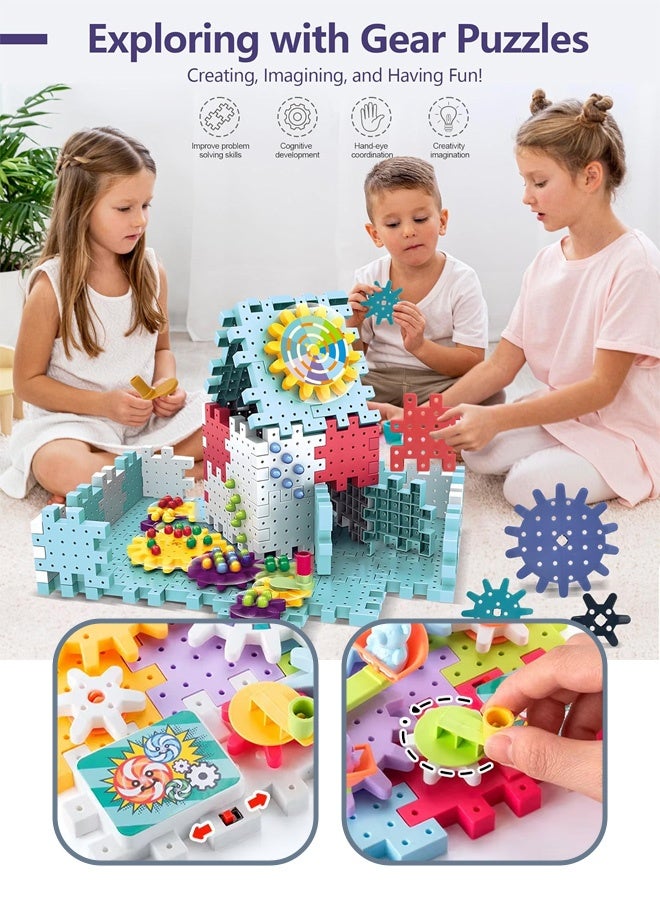 Variety of electric building blocks park gear rotating toy puzzle large particle puzzle set boys and girls 3-6 years old assembly - Image 3
