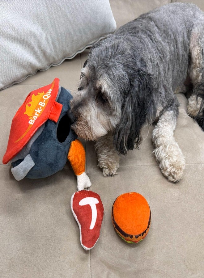 SPOT Grill Time Puzzle Dog Toy - Plush BBQ Hide and Seek Toy with 3 Squeaky Crinkle Pieces: Burger, Steak and Drumstick - Interactive Enrichment for Small and Medium Dogs - Image 5