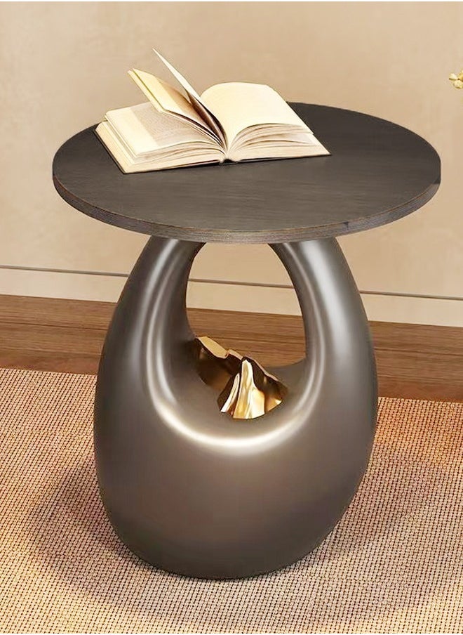 Raffine Multipurpose Use Single Tier Unique Luxury Style Side Table Waterproof Artistic Design Resign Base Coffee Table Wood Tabletop Sofa Side Table Display Table for Living Room Bedroom Office 40x33x41.5 cm (Fully Assembled)  - Image 4