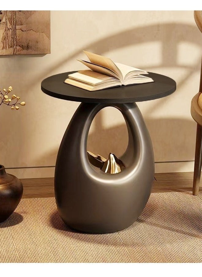 Raffine Multipurpose Use Single Tier Unique Luxury Style Side Table Waterproof Artistic Design Resign Base Coffee Table Wood Tabletop Sofa Side Table Display Table for Living Room Bedroom Office 40x33x41.5 cm (Fully Assembled)  - Image 5