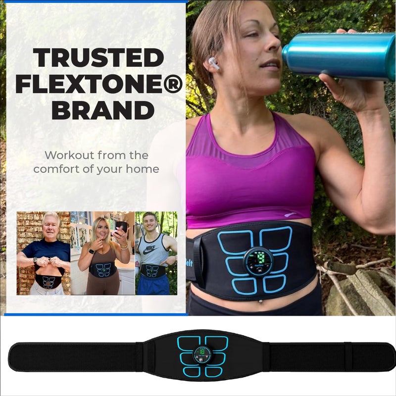 FlexTone Ab Stimulator - Ab Belt Muscle Toner for Men & Women - Electrical Stimulator System for Strengthening & Toning Core - Muscle Machine Workout Equipment - Home Gym Accessory - Black - Image 5