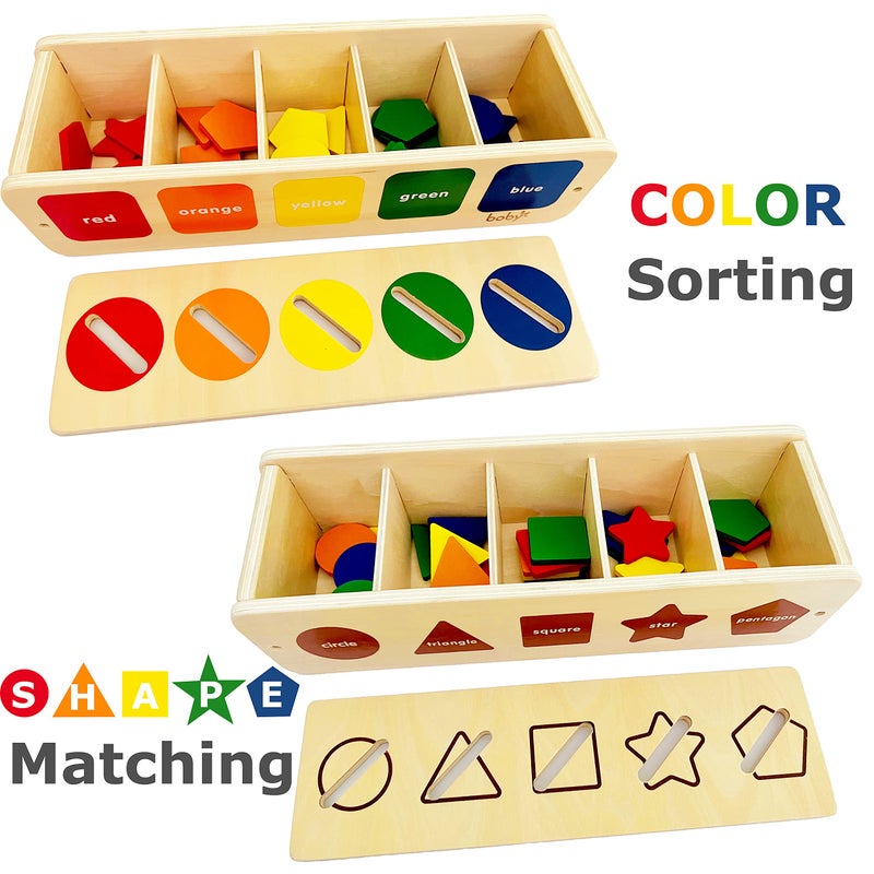 D Dailyfunn Dailyfunn Montessori Toys Color&Shape Sorting Learning Matching Box for Baby Toddlers 1-3 Year Old - Image 5