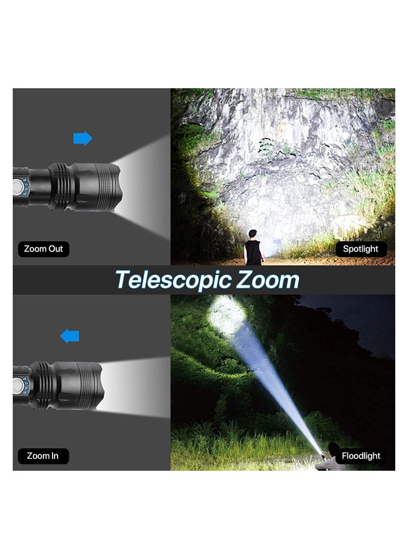Generic - Rechargeable LED Flashlights High Lumens, 10000 Lumens Super Bright Powerful Tactical Flashlights, Zoomable, 5 Modes, Waterproof Flashlight for Emergencies Hiking - Image 1