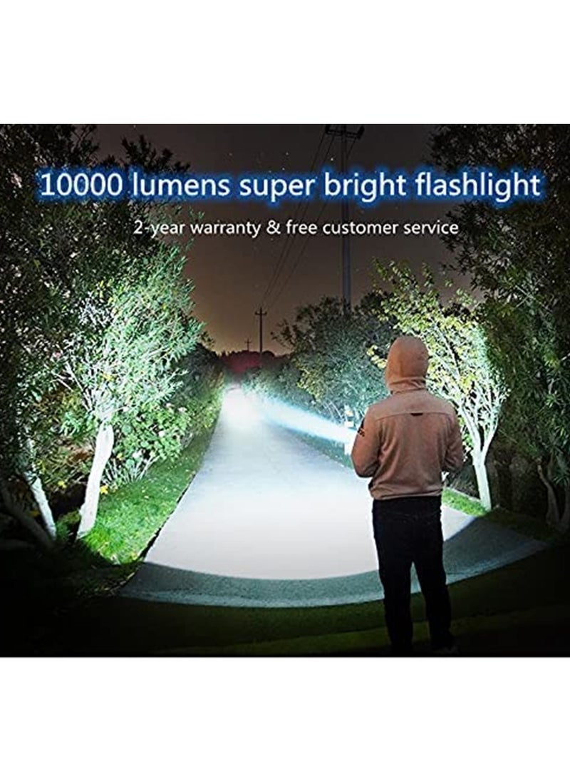 Generic - Rechargeable LED Flashlights High Lumens, 10000 Lumens Super Bright Powerful Tactical Flashlights, Zoomable, 5 Modes, Waterproof Flashlight for Emergencies Hiking - Image 1
