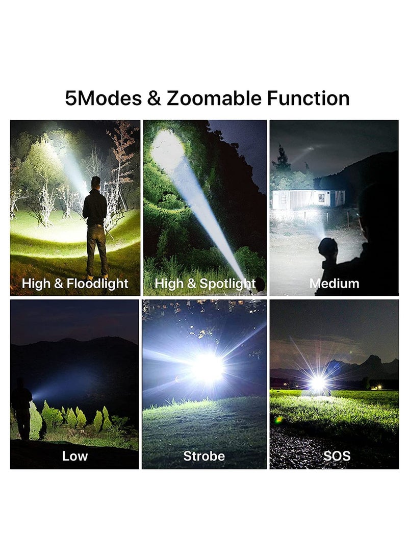 Generic - Rechargeable LED Flashlights High Lumens, 10000 Lumens Super Bright Powerful Tactical Flashlights, Zoomable, 5 Modes, Waterproof Flashlight for Emergencies Hiking - Image 1