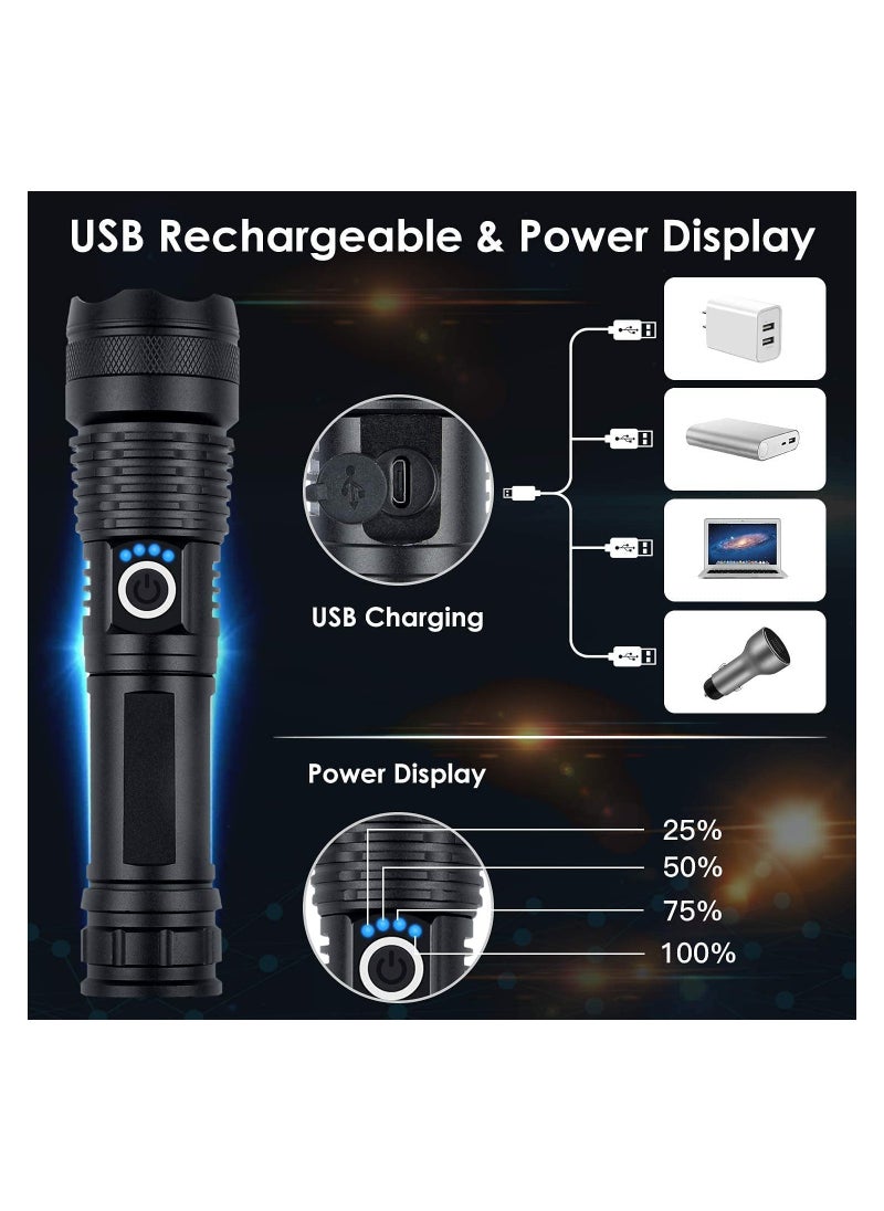 Generic - Rechargeable LED Flashlights High Lumens, 10000 Lumens Super Bright Powerful Tactical Flashlights, Zoomable, 5 Modes, Waterproof Flashlight for Emergencies Hiking - Image 1
