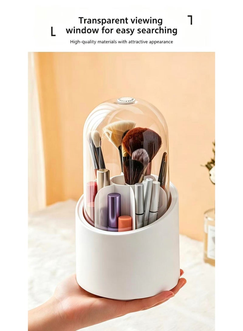 Makeup Brush Holder, Dustproof Organizer, Rotating Vanity Storage, Cosmetic Tools Case, High Aesthetic Makeup Caddy - Image 2