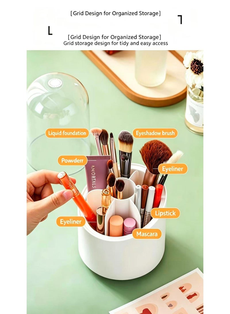 Makeup Brush Holder, Dustproof Organizer, Rotating Vanity Storage, Cosmetic Tools Case, High Aesthetic Makeup Caddy - Image 4
