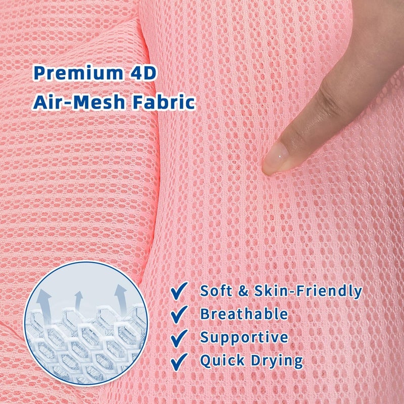 CONBELLA Bath Pillow, Bath Pillows for Tub Neck and Back Support, Bathtub Pillows for Head and Neck with 6 Strong Non-Slip Suction Cups, 4D Air Mesh, Bath Accessories Spa Gifts for Women(Pink) - Image 3