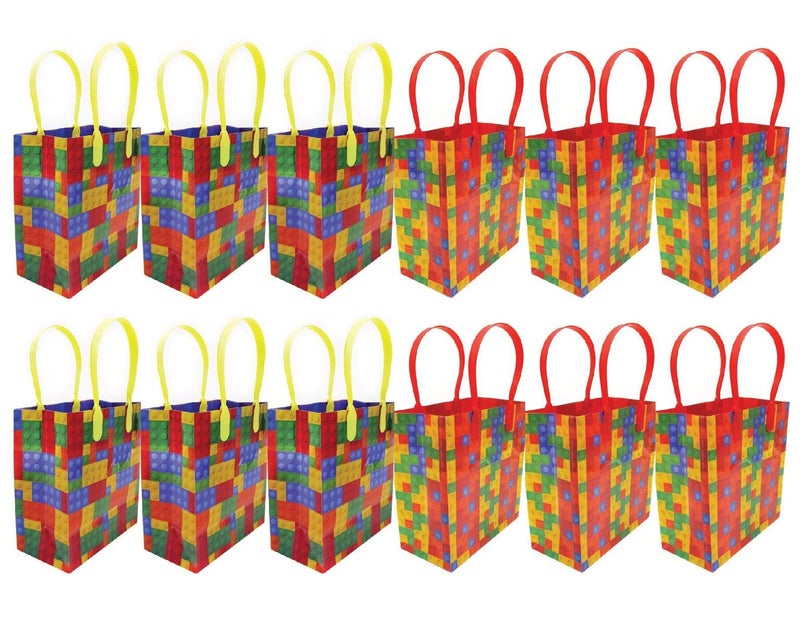 TINYMILLS حقائب هدايا حفلة كتل البناء من Tiny Mills مع مقبض - مجموعة من 12 - Image 2