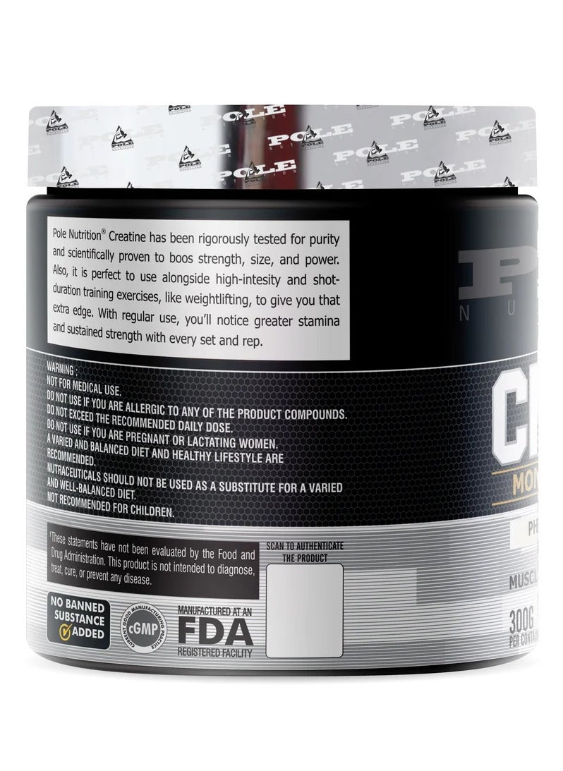 POLE NUTRITION - Creatine Monohydrate Micronized 300g Unflavored 120 Serving - Image 1