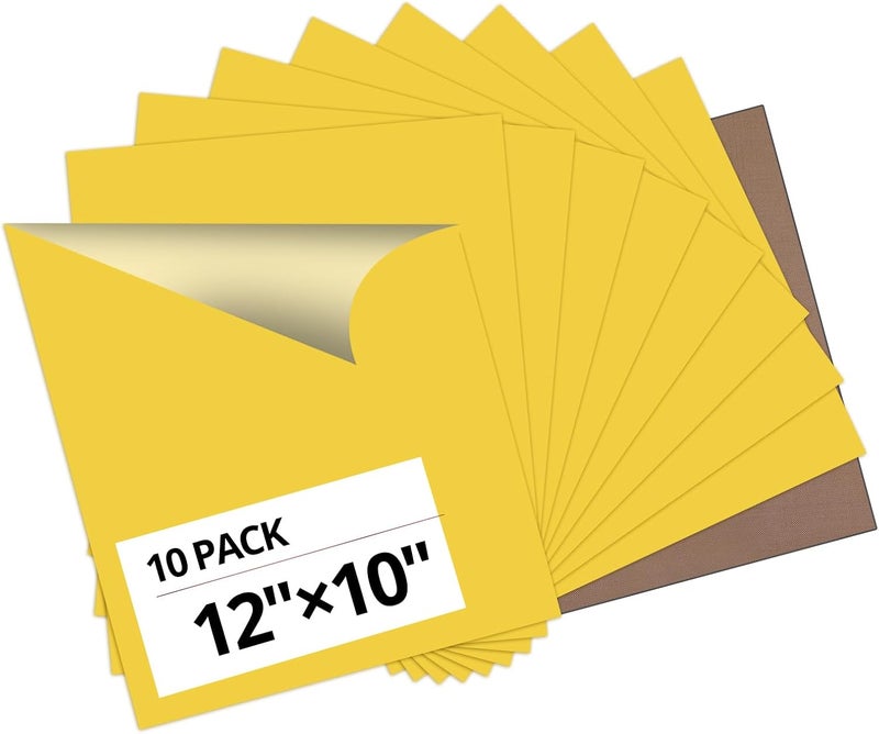 HTVRONT Yellow Heat Transfer Vinyl Bundle - 10 Pack 12" x 10" HTV Vinyl for T-Shirt, Yellow Iron on Vinyl for All Cutting Machine or Heat Press Machine - Image 1