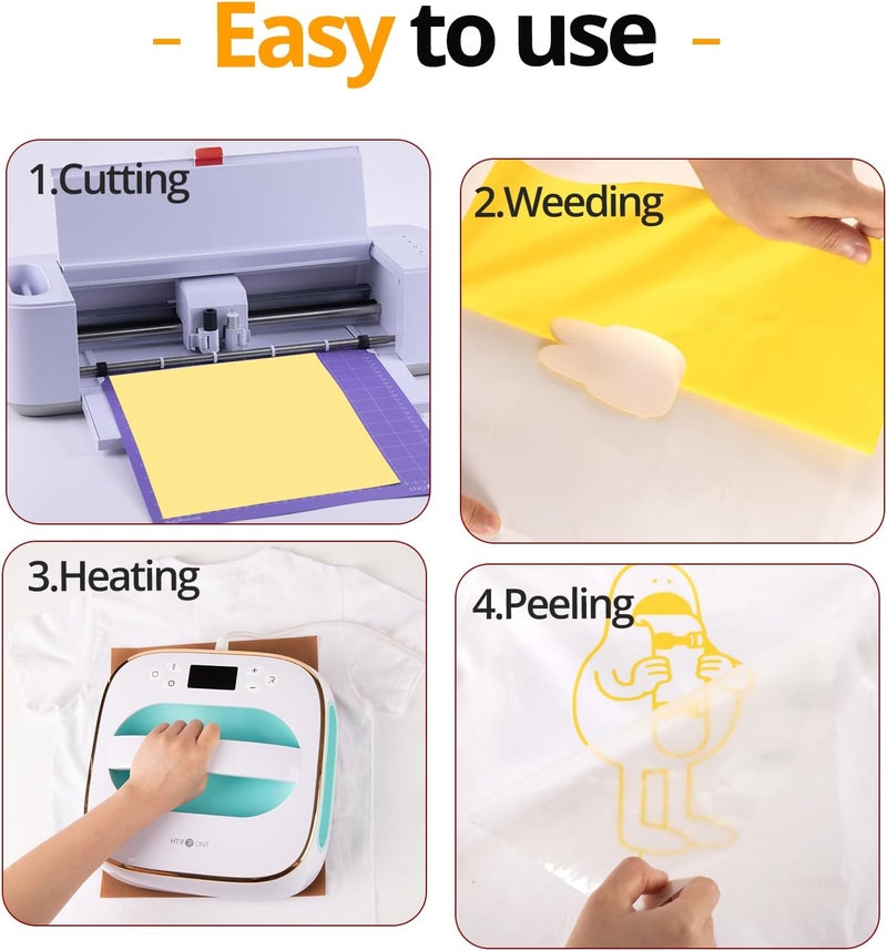 HTVRONT Yellow Heat Transfer Vinyl Bundle - 10 Pack 12" x 10" HTV Vinyl for T-Shirt, Yellow Iron on Vinyl for All Cutting Machine or Heat Press Machine - Image 4