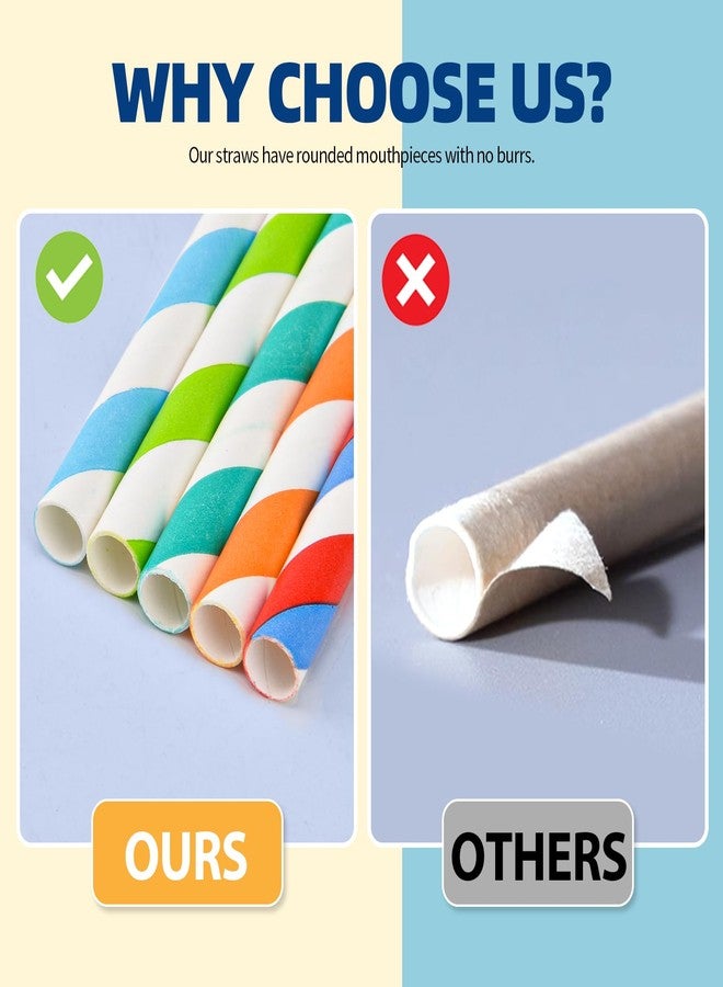 SONGNASS 100 Pack Striped Paper Drinking Straws, Biodegradable Durable & Eco-Friendly For Coffee Cold Drinks, Dessert and DIY Decoration - Image 4