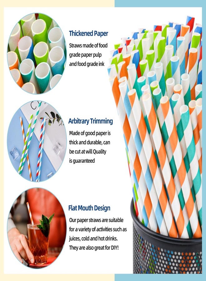 SONGNASS 100 Pack Striped Paper Drinking Straws, Biodegradable Durable & Eco-Friendly For Coffee Cold Drinks, Dessert and DIY Decoration - Image 3