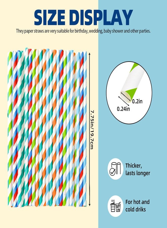 SONGNASS 100 Pack Striped Paper Drinking Straws, Biodegradable Durable & Eco-Friendly For Coffee Cold Drinks, Dessert and DIY Decoration - Image 2