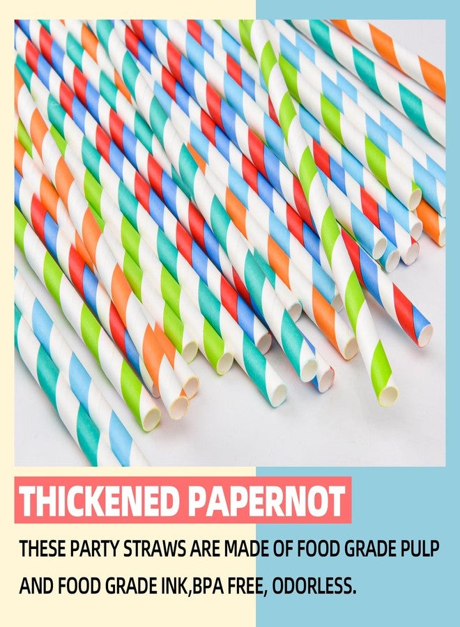 SONGNASS 100 Pack Striped Paper Drinking Straws, Biodegradable Durable & Eco-Friendly For Coffee Cold Drinks, Dessert and DIY Decoration - Image 5