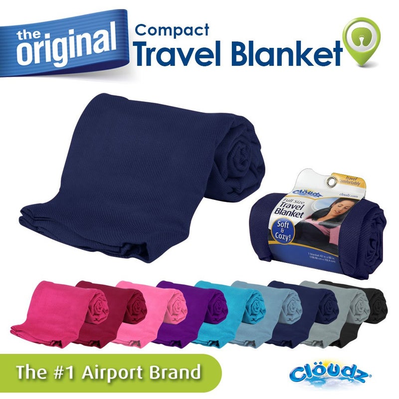 Cloudz Cozy Compact Airplane Travel Blanket for Your Flight, Car, Camping, Home or Comforting Warmth Anywhere! - Navy - Image 2