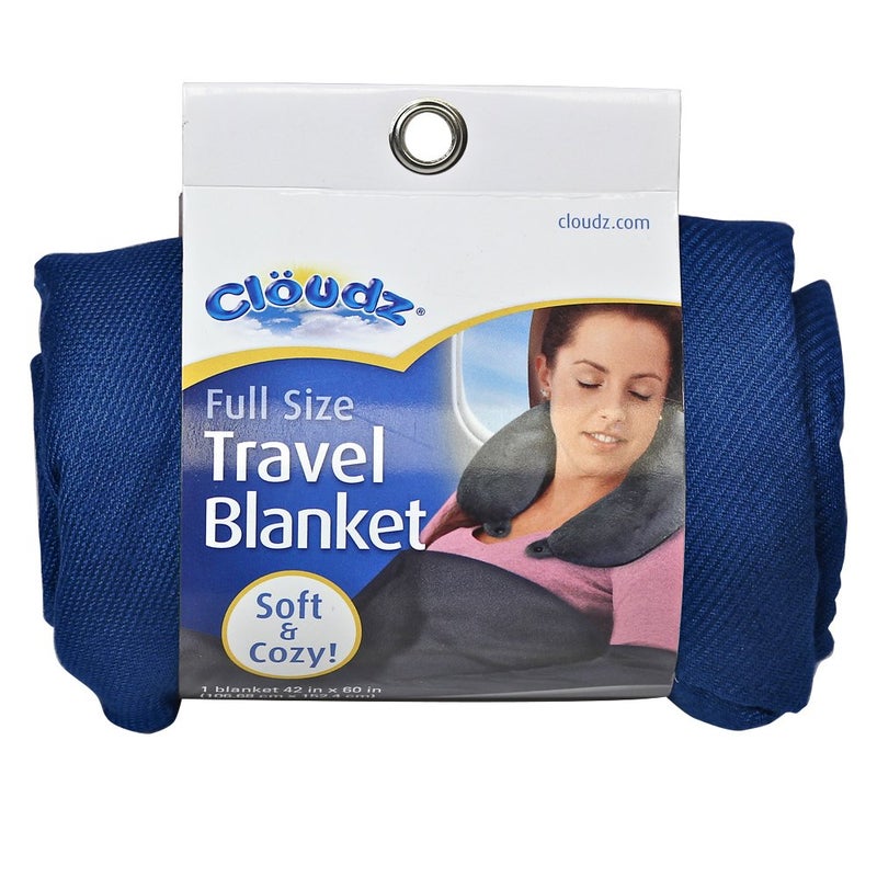 Cloudz Cozy Compact Airplane Travel Blanket for Your Flight, Car, Camping, Home or Comforting Warmth Anywhere! - Navy - Image 1