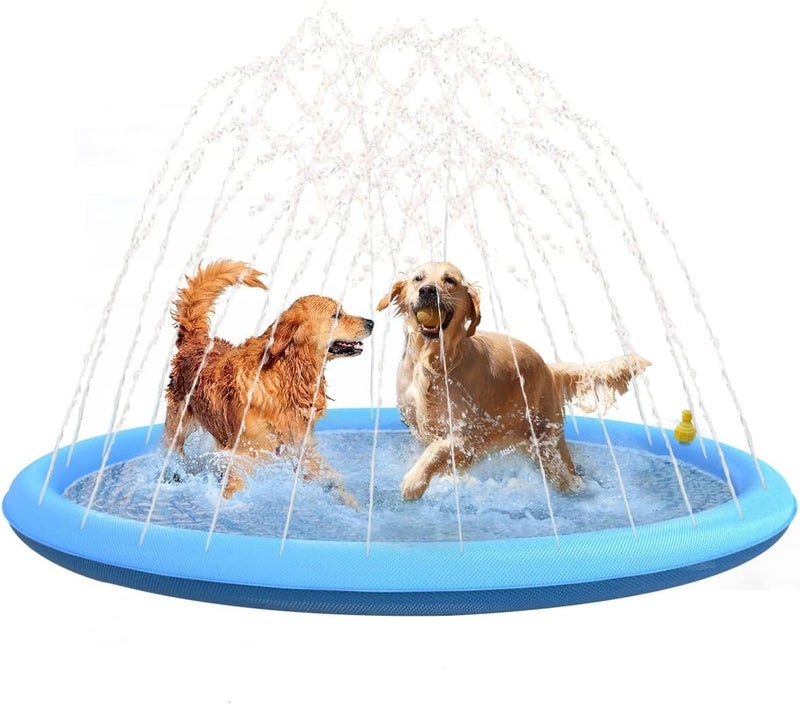 Flying Paws Splash Sprinkler Pad for Dogs - 170cm Thicken Dogs Pet Swimming Pool Bathtub, Pet Summer Backyard Playset & Water Toys, Gift for Dogs (67") - Image 1