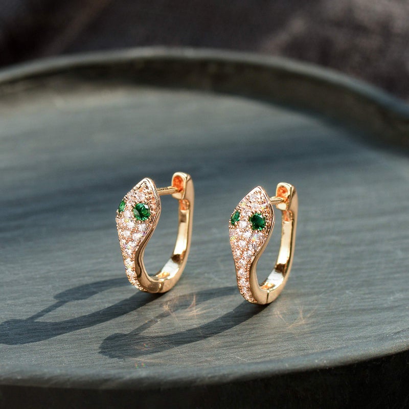 VACRONA Gold Hoop Earrings Huggie Earrings for Women 14k Gold Plated Small Hoops Green Snake Shell Beaded Earrings Hypoallergenic Jewelry Gift - Image 4