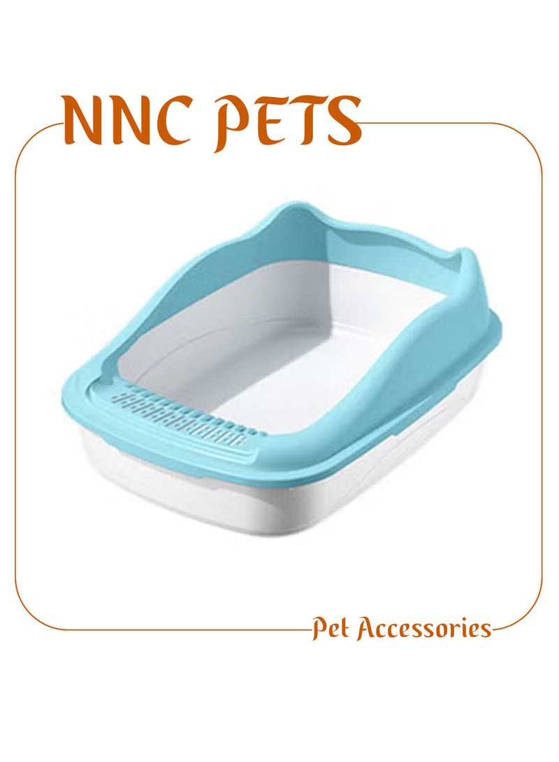 NNC PETS Cat litter box with Litter scoop, Raised fence, Sand filter pedal, and Detachable design, Anti-splash cat toilet for Large cats, Suitable for Indoor & Outdoor, Easy to clean (Blue) - Image 1